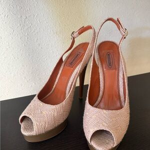 Missoni Pink Textured Peep-Toe Slingback Heels Size 38.5